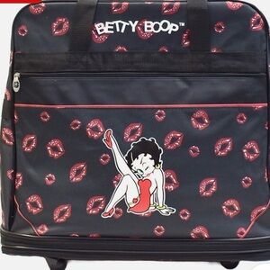 Brett Boop Black Lips Print Traveling Bag with Wheels